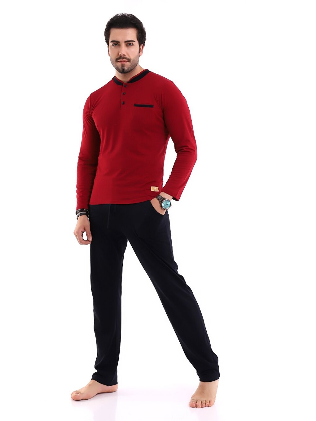 Bordo Standart Kalıp Erkek Pijama Takımı