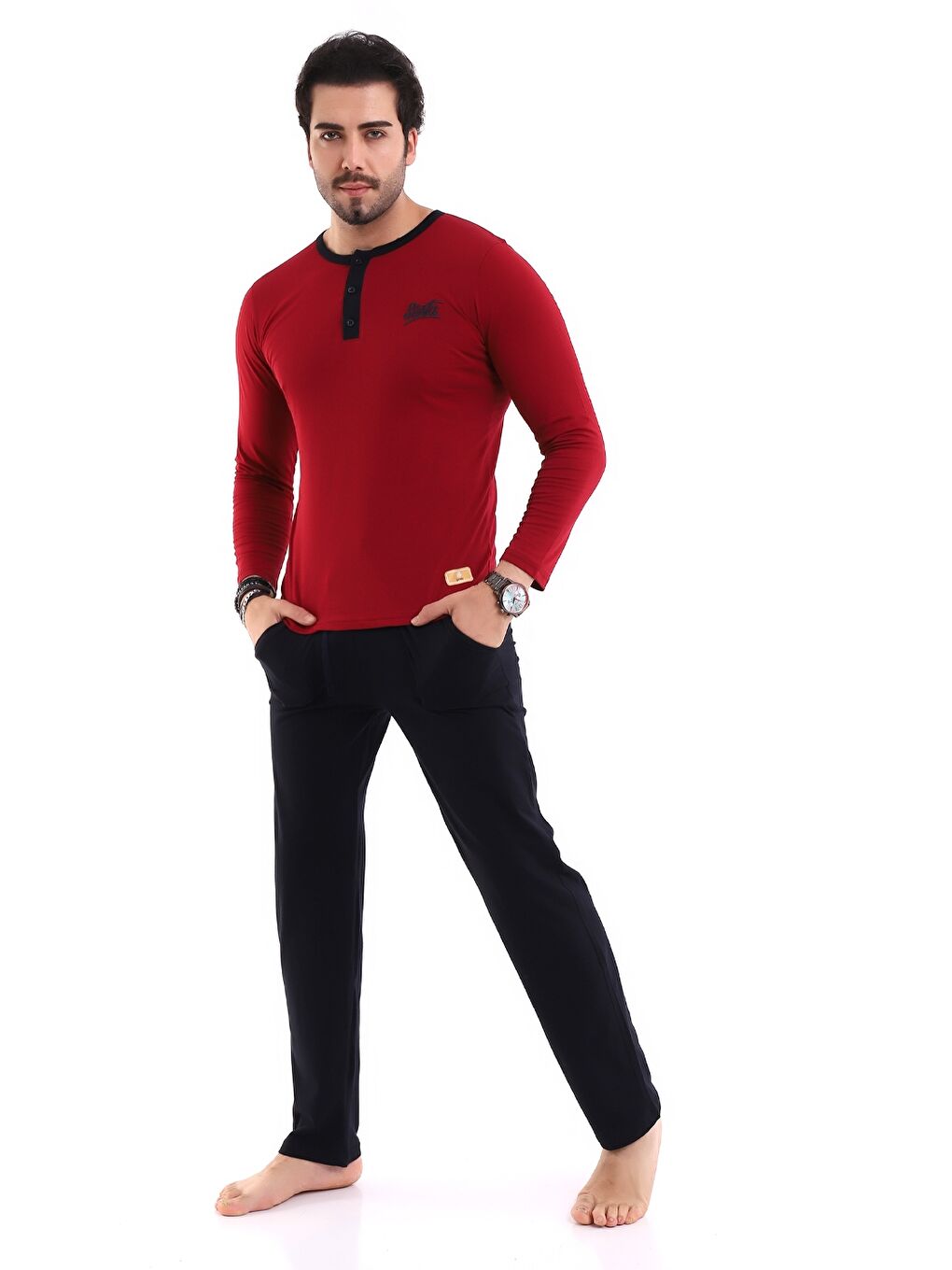 Bordo Standart Kalıp Erkek Pijama Takımı
