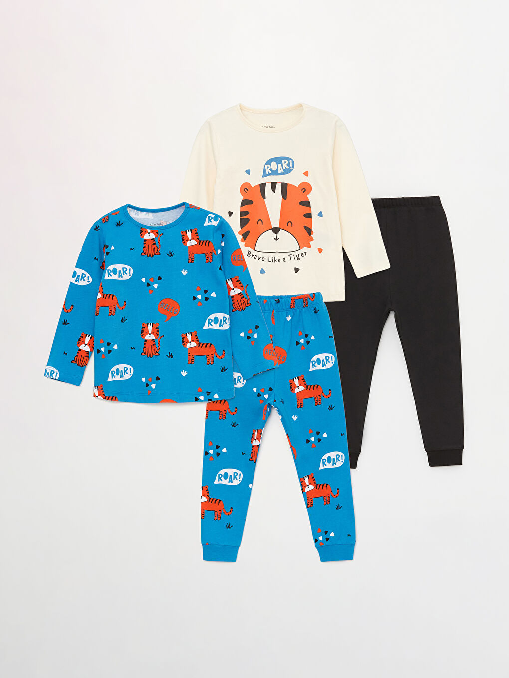 Crew Neck Long Sleeve Baby Boy Pajama Set 2-pack