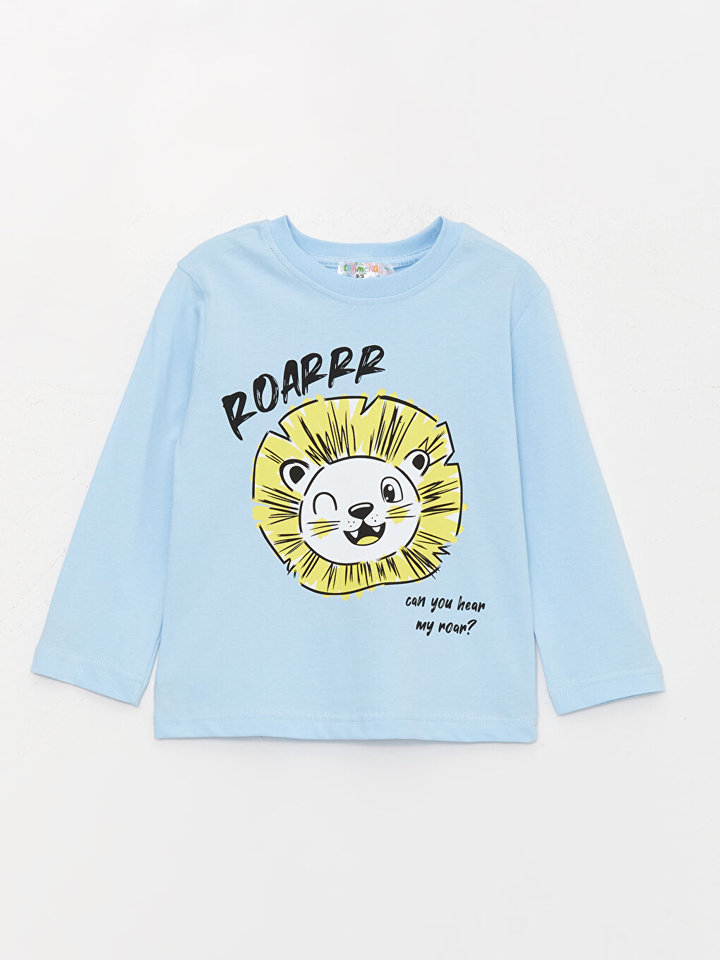 Mavi Bisiklet Yaka Uzun Kollu Baskılı Erkek Bebek Tişört