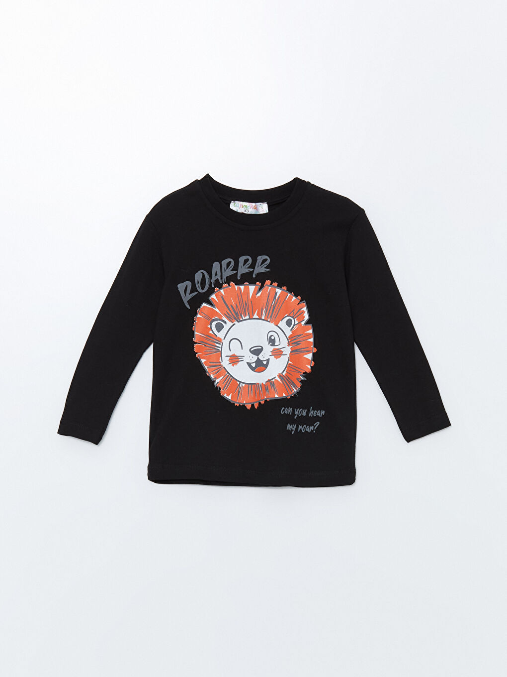 Siyah Bisiklet Yaka Uzun Kollu Baskılı Erkek Bebek Tişört