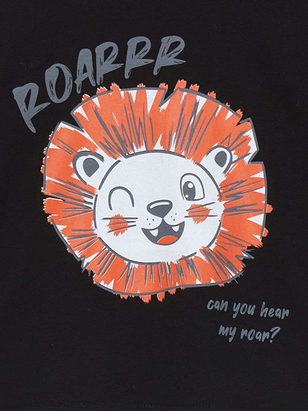 Siyah Bisiklet Yaka Uzun Kollu Baskılı Erkek Bebek Tişört-1