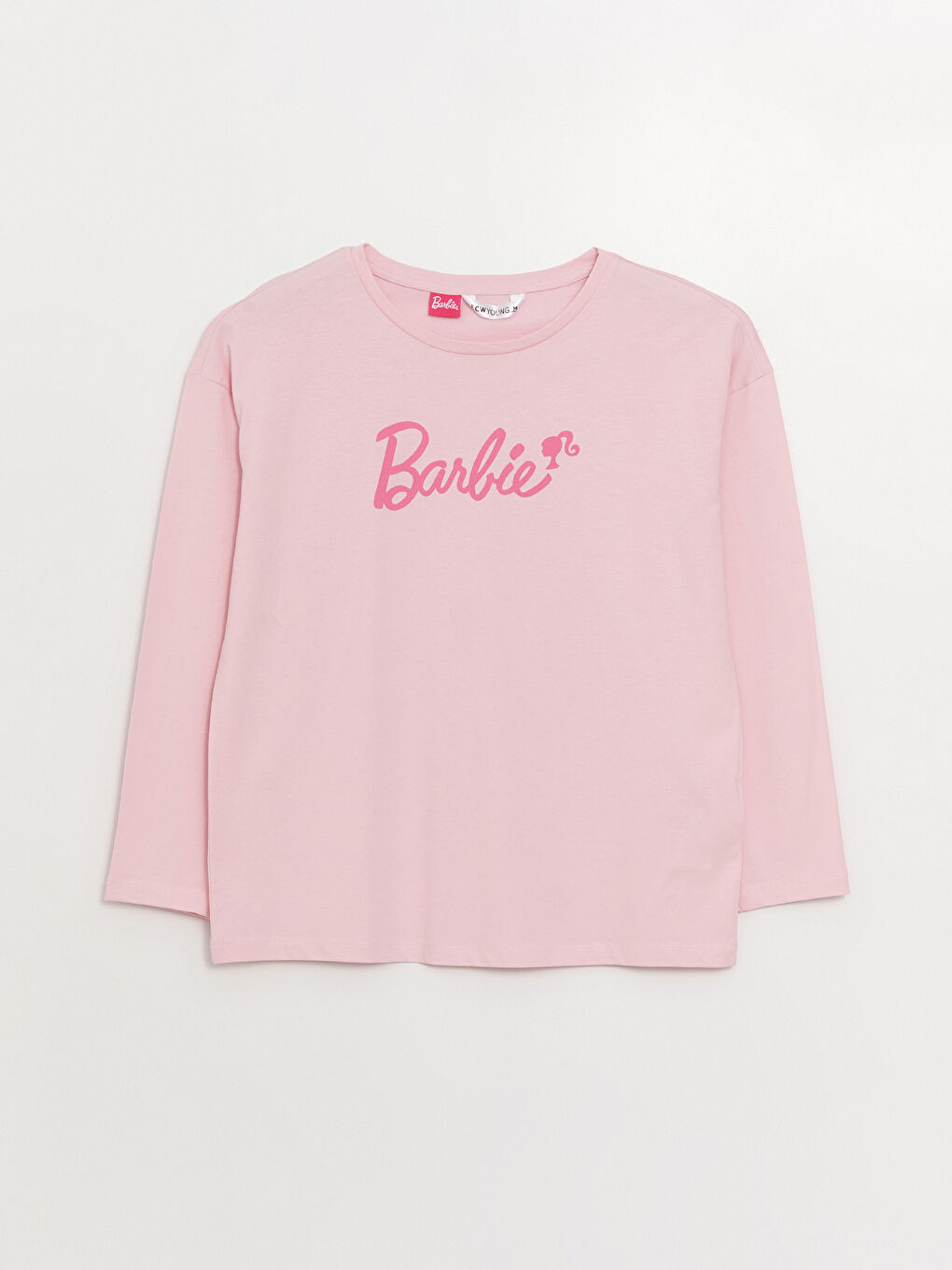 LCW Young Pembe Baskılı Bisiklet Yaka Barbie Baskılı Uzun Kollu Kadın Pijama Takımı - 6