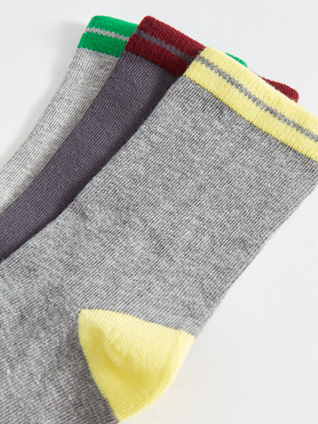 Gri Renk Bloklu Erkek Çocuk Soket Çorap 3'lü-2