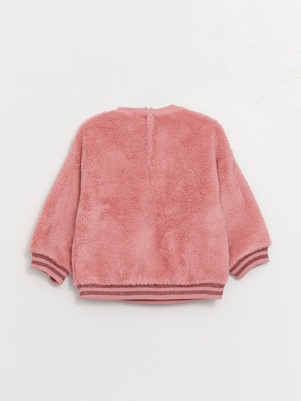 LCW baby Mat Pembe Bisiklet Yaka Uzun Kollu Nakış Detaylı Pelüş Kız Bebek Sweatshirt - 3