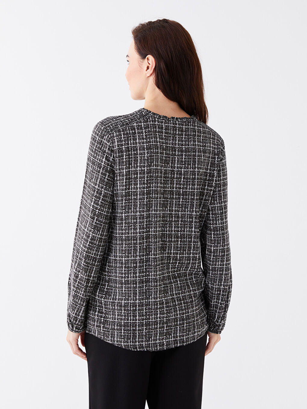 LCW Grace Bluza sa kragnom na vezanje, uzorkom i dugim rukavima za žene -W3I309Z8-LQJ