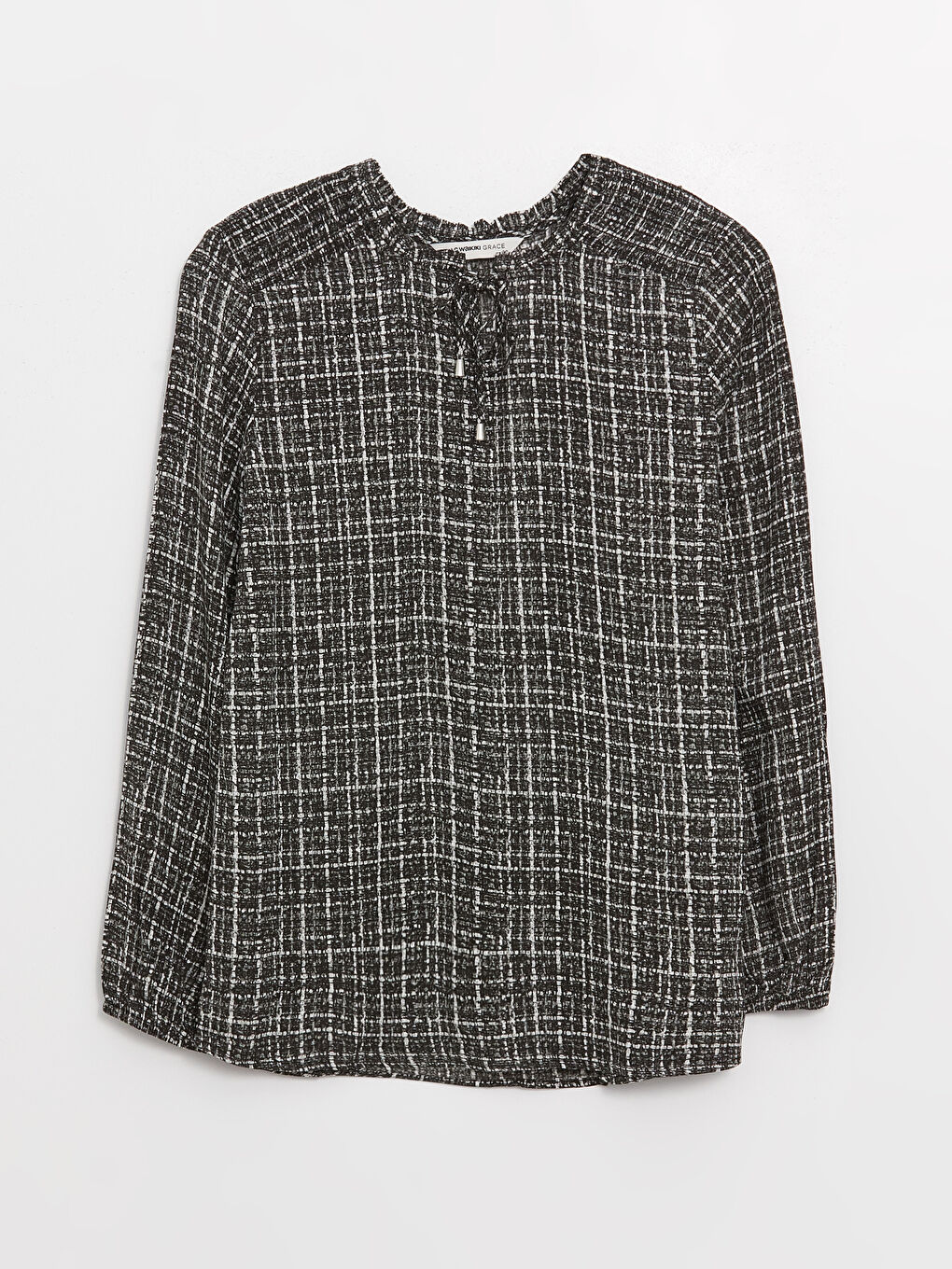 LCW Grace Bluza sa kragnom na vezanje, uzorkom i dugim rukavima za žene -W3I309Z8-LQJ