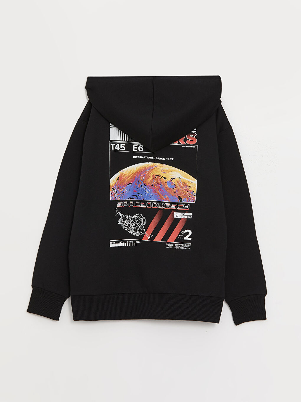 LCW Kids Yeni Siyah Rahat Kalıp Baskılı Erkek Çocuk Hoodie - 3