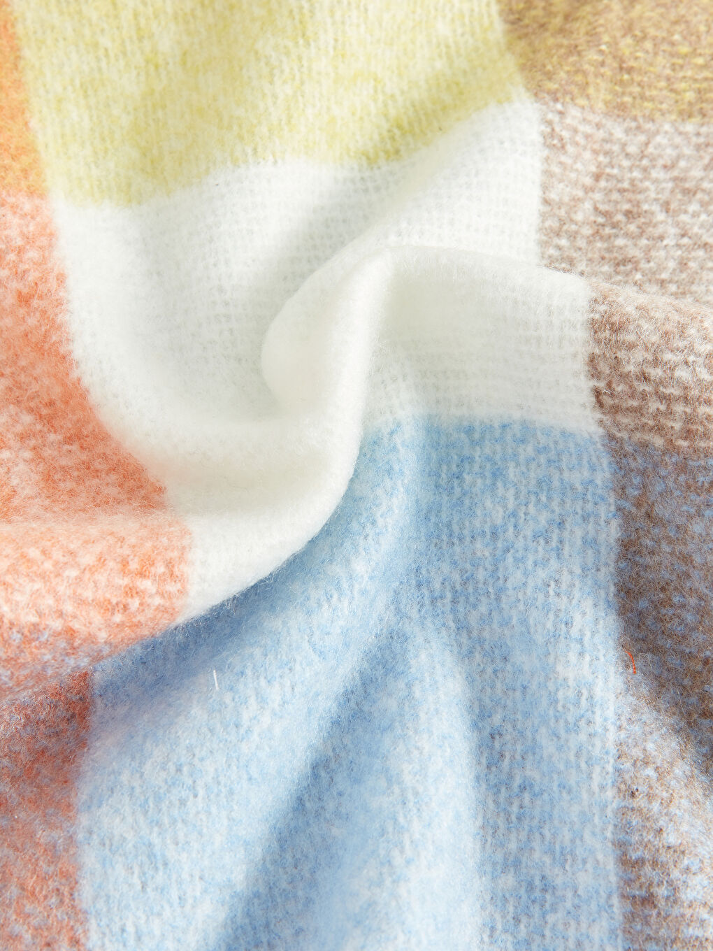 Turuncu Renk Bloklu Kadın Atkı-5