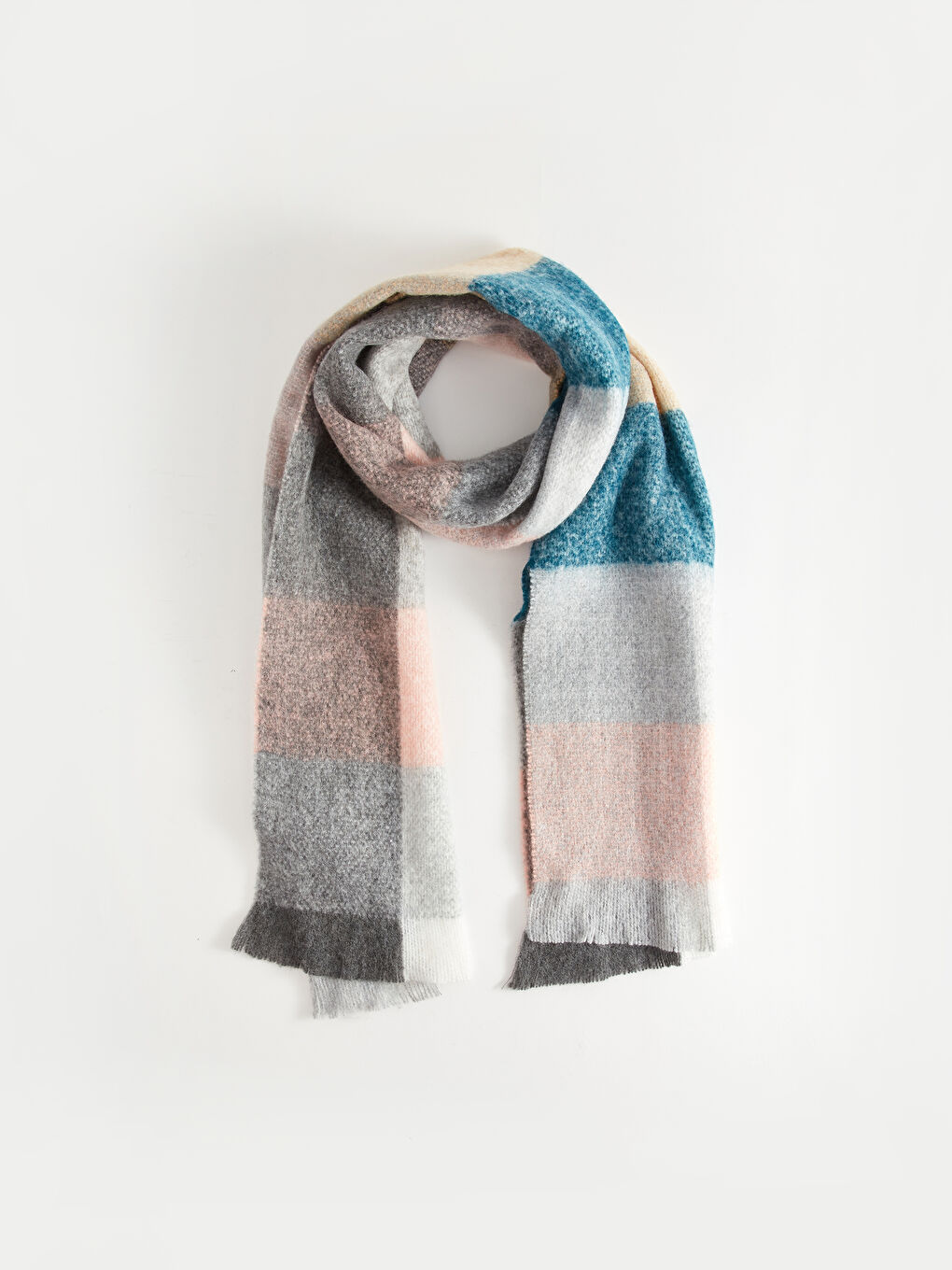 Karışık Renk Bloklu Kadın Atkı-3