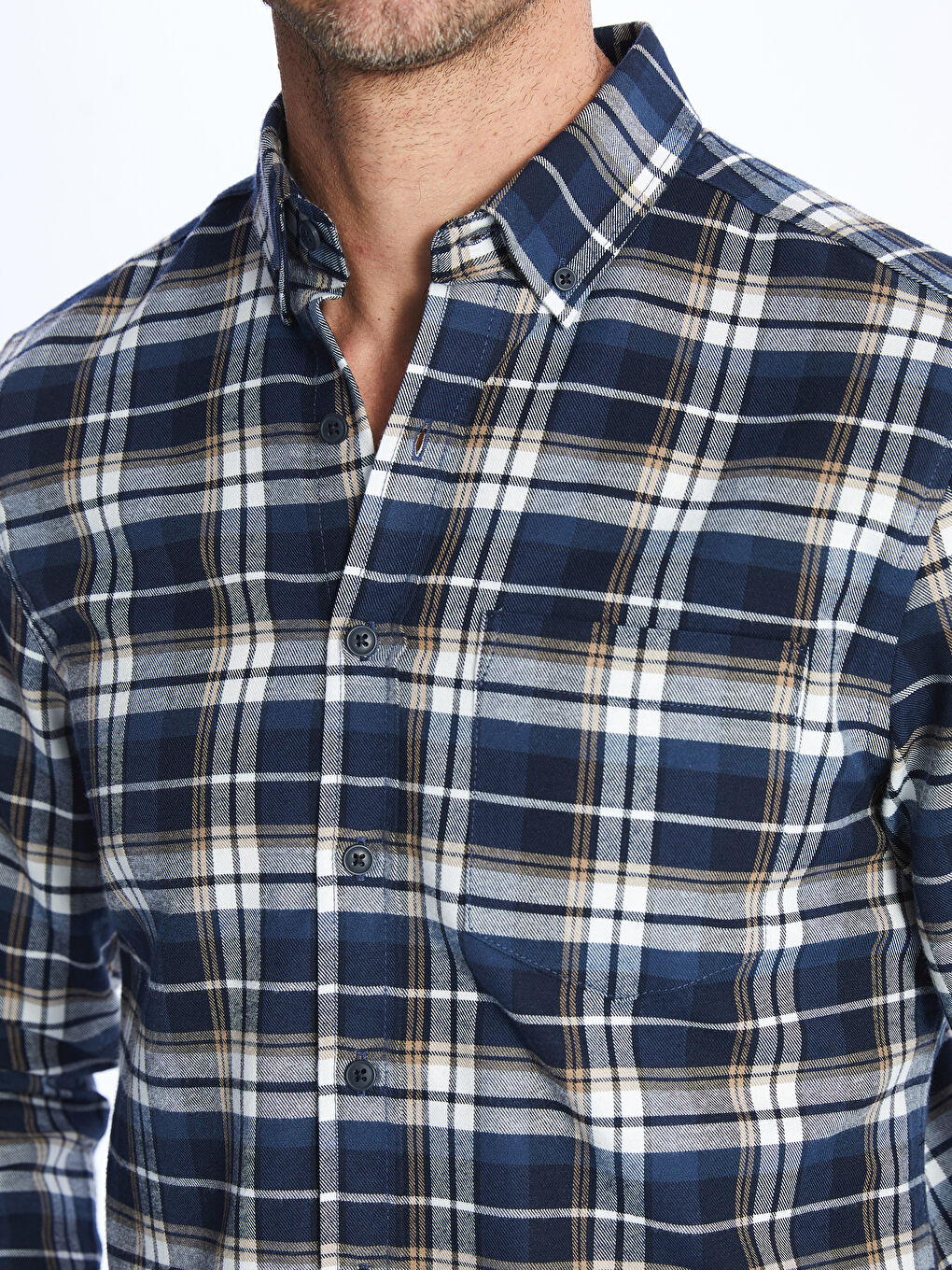 LCWAIKIKI Classic Regular Fit Long Sleeve Plaid Gabardine Men's Shirt -W3I333Z8-LKQ