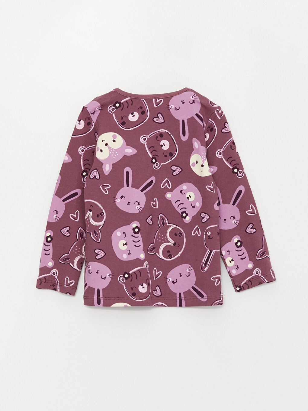 Mürdüm Bisiklet Yaka Uzun Kollu Kız Bebek Pijama Takım 2'li-4