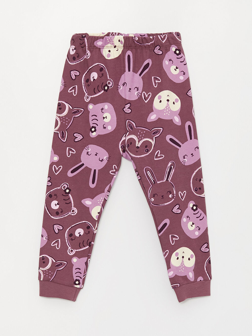 Mürdüm Bisiklet Yaka Uzun Kollu Kız Bebek Pijama Takım 2'li-5