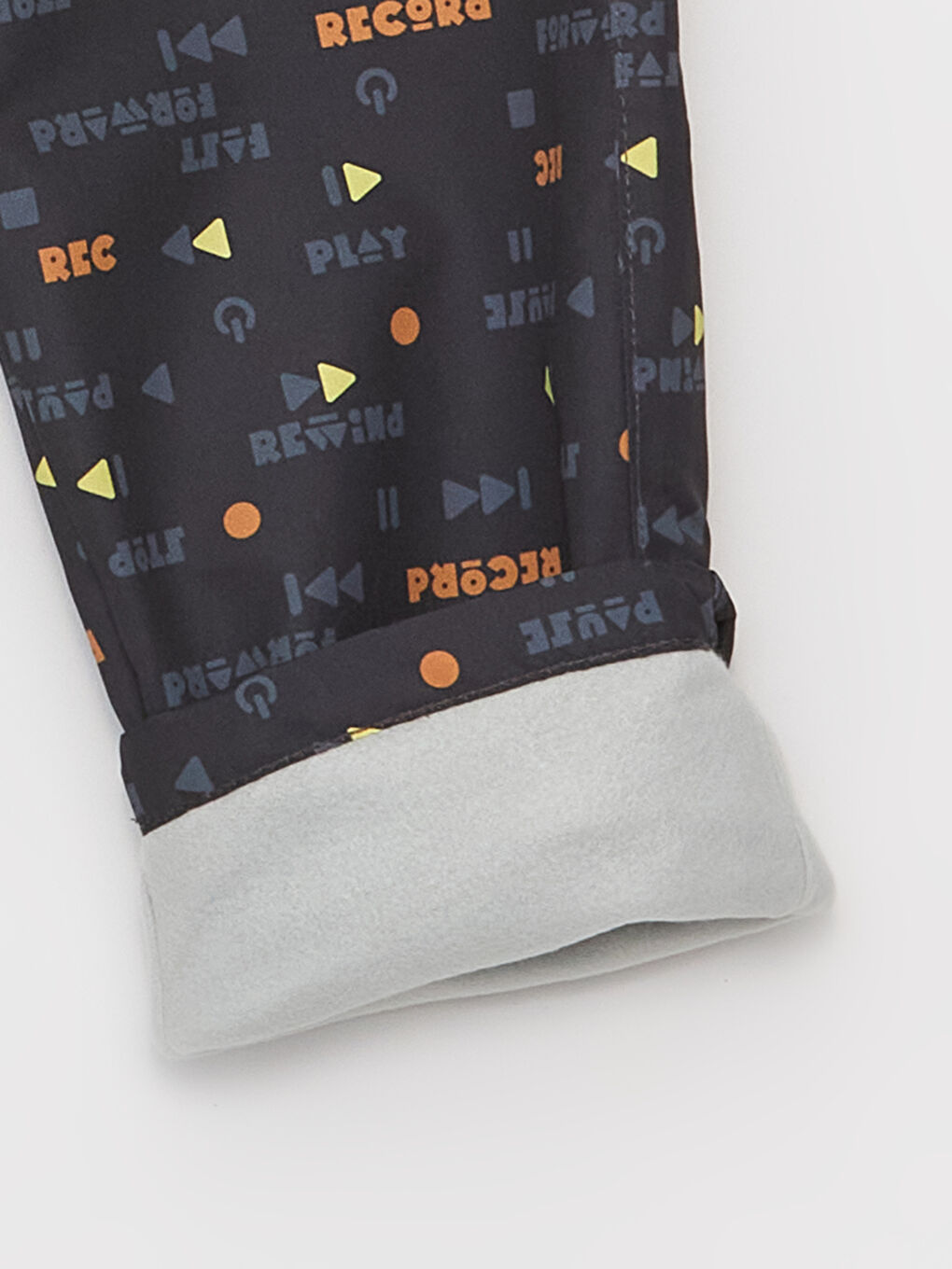 Turuncu Beli Lastikli Baskılı Polar Astarlı Erkek Çocuk Pantolon-1