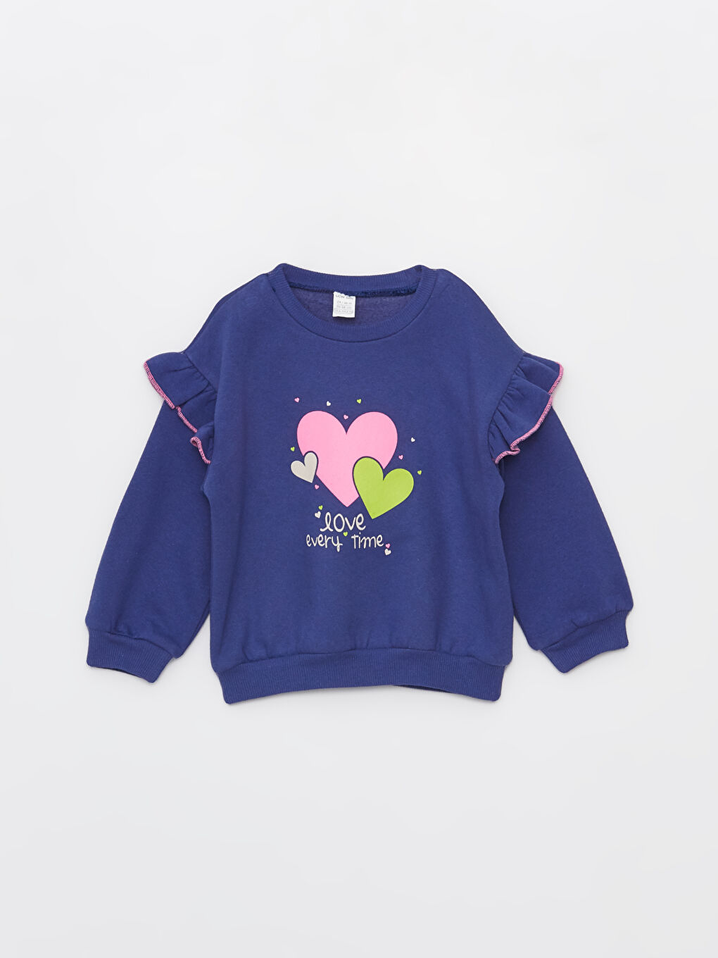 LCW baby Mor Bisiklet Yaka Uzun Kollu Baskılı Kız Bebek Sweatshirt ve Tayt 2'li Takım - 1