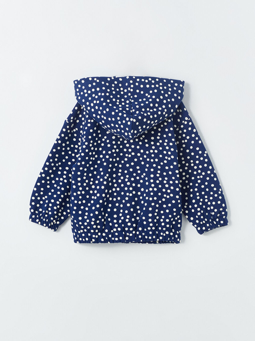 Lacivert Kapüşonlu Puantiyeli Kız Çocuk Fermuarlı Sweatshirt-1