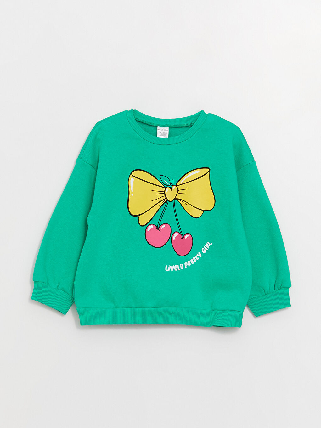Yeşil Bisiklet Yaka Baskılı Kız Bebek Sweatshirt