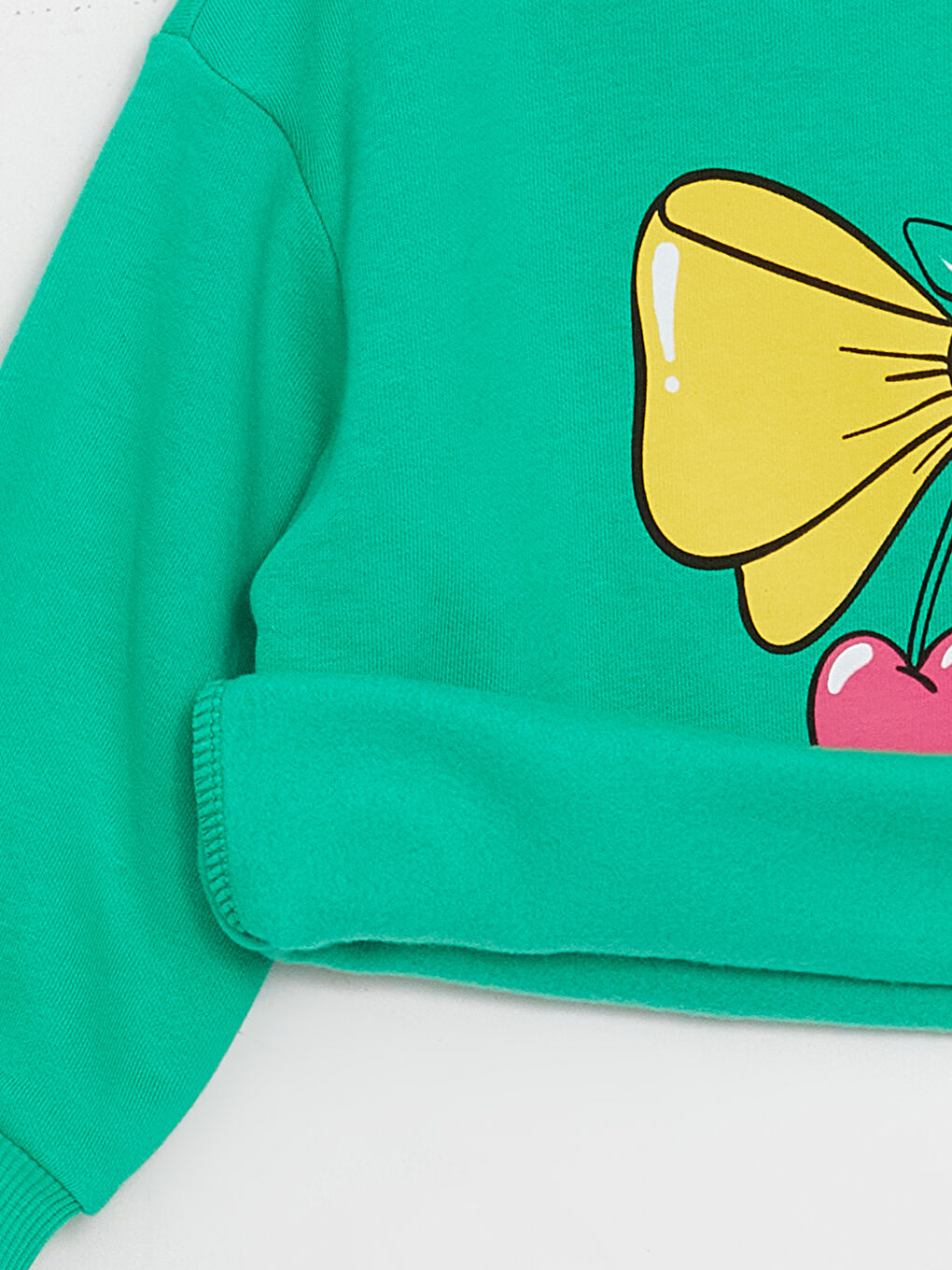 Yeşil Bisiklet Yaka Baskılı Kız Bebek Sweatshirt 2'li-3