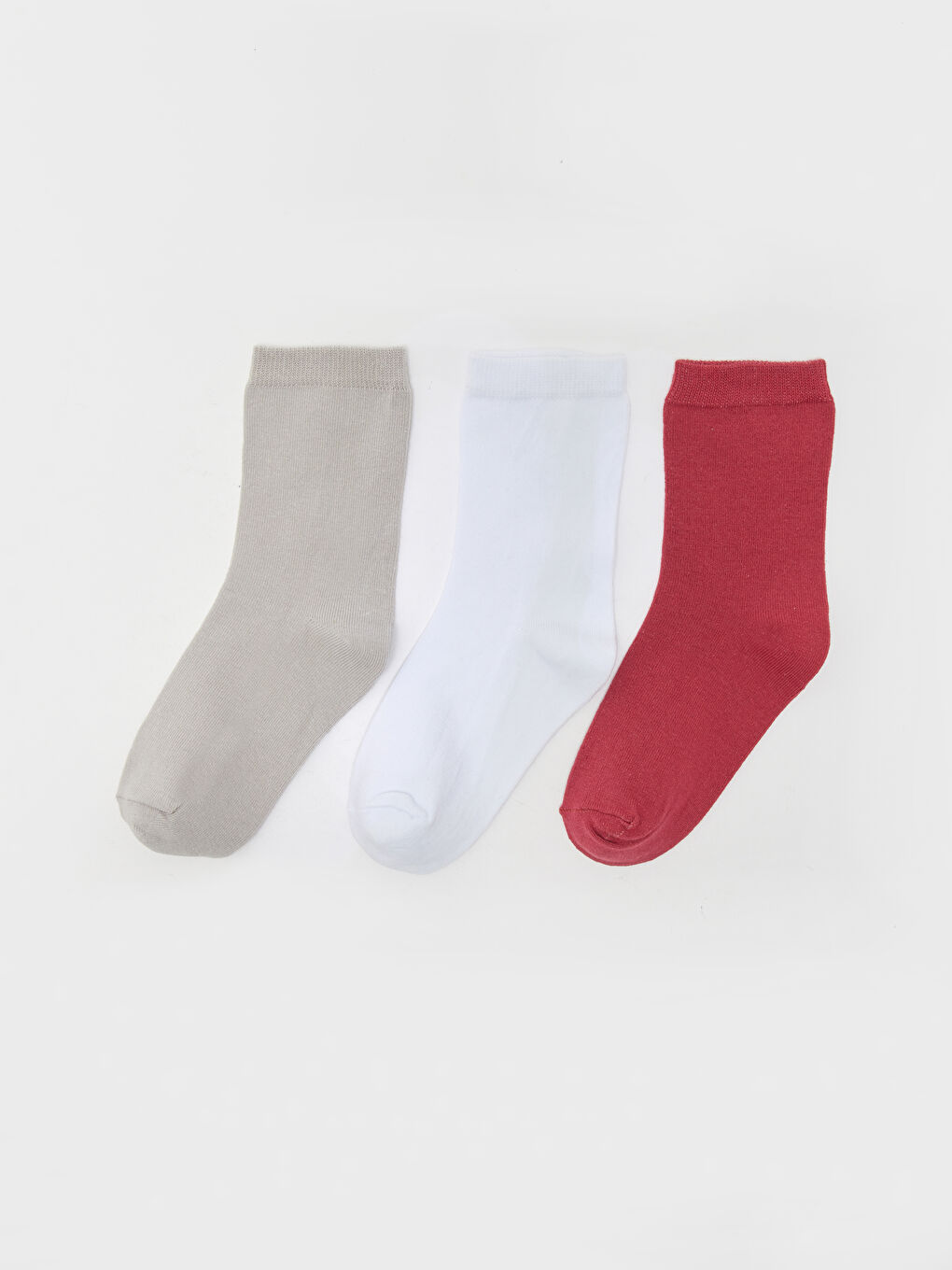 Gri Basic Kız Çocuk Soket Çorap 3'lü