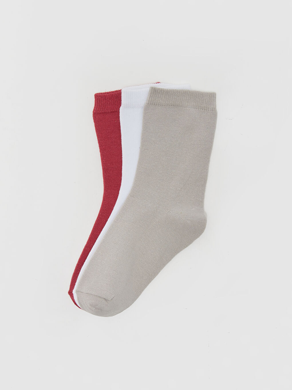 Gri Basic Kız Çocuk Soket Çorap 3'lü-1