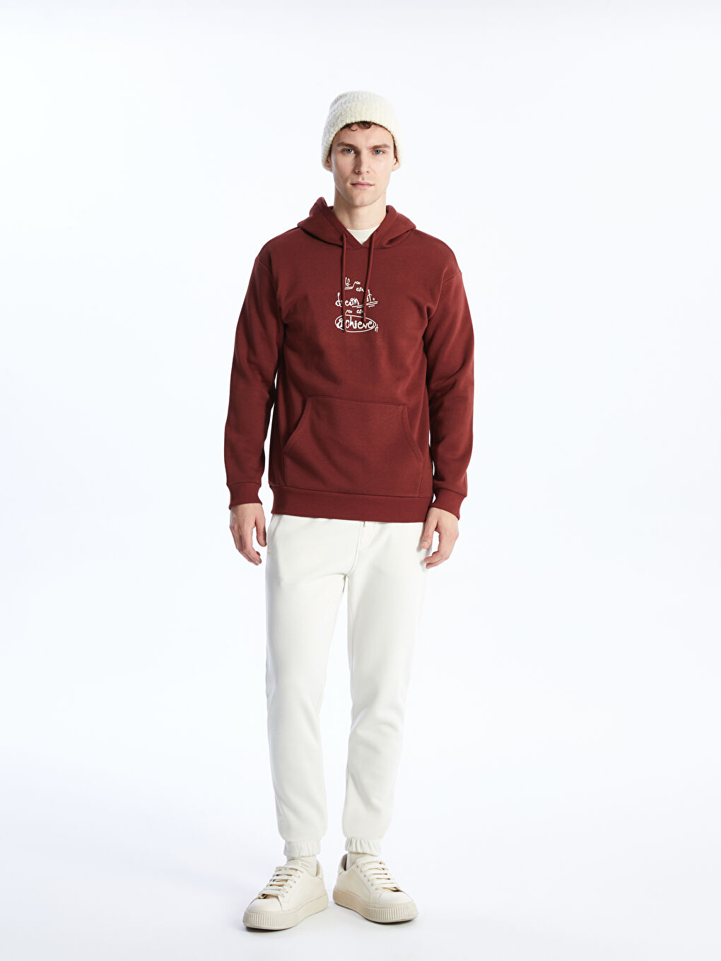 LCW Casual Bordo Uzun Kollu Baskılı Erkek Hoodie - 2