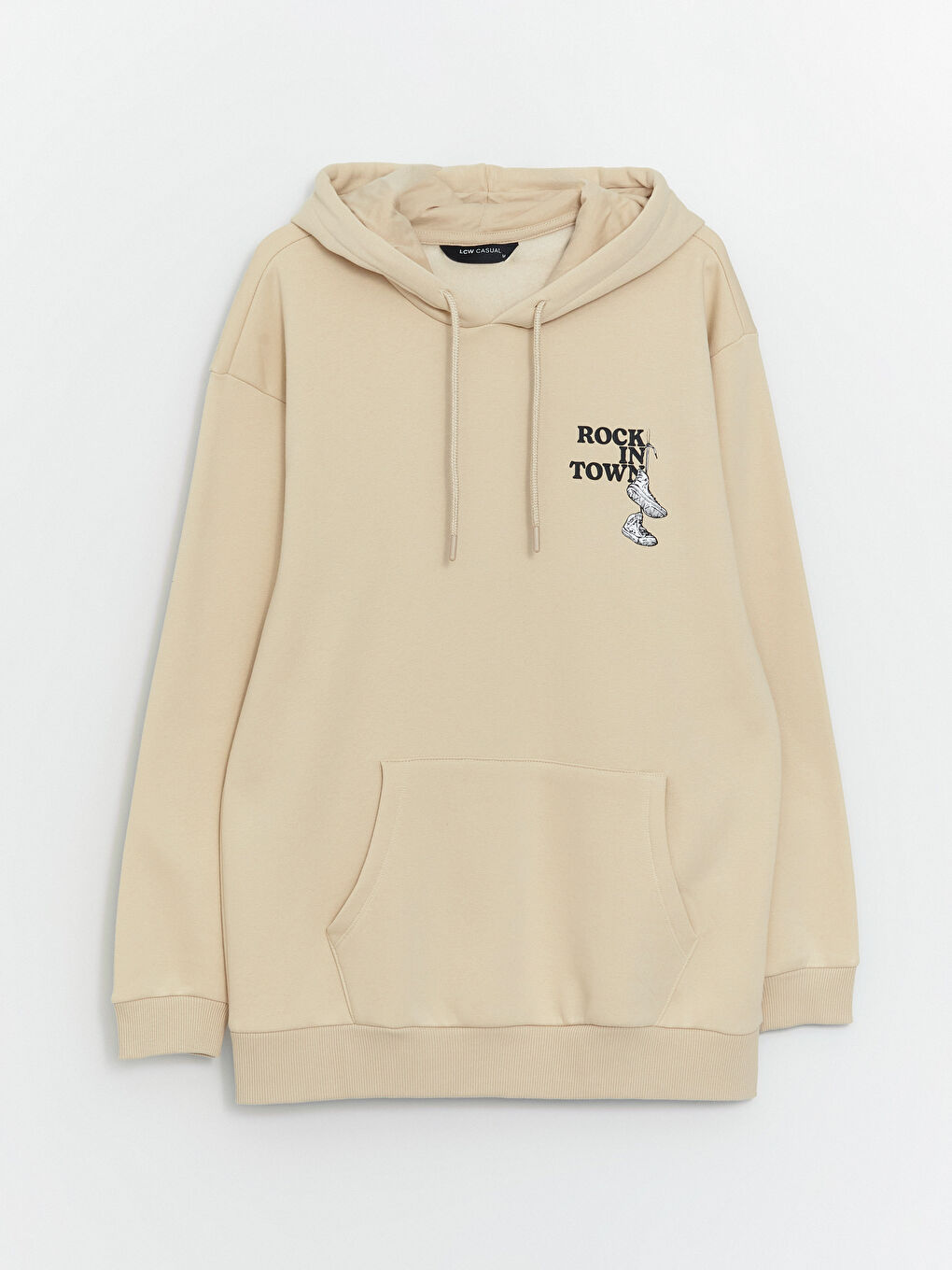 LCW Casual Bej Uzun Kollu Baskılı Erkek Hoodie - 5