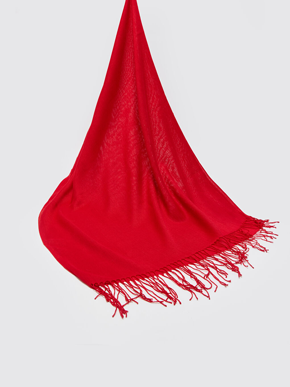Kırmızı Püskül Detaylı Kadın Şal-1