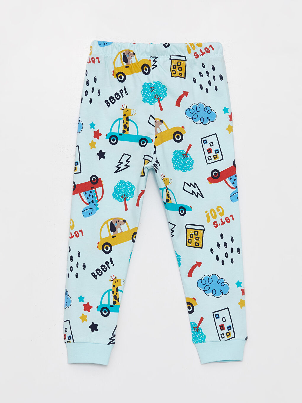 Mavi Bisiklet Yaka Uzun Kollu Baskılı Erkek Bebek Pijama Takımı 2'li-4