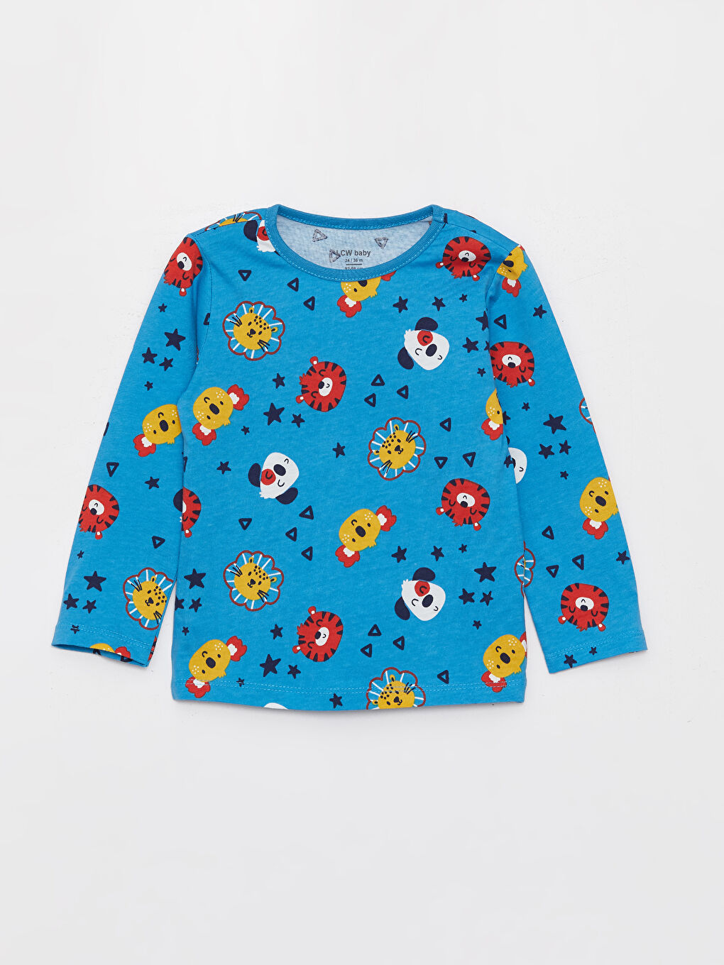 Mavi Bisiklet Yaka Uzun Kollu Baskılı Erkek Bebek Pijama Takımı 2'li-5