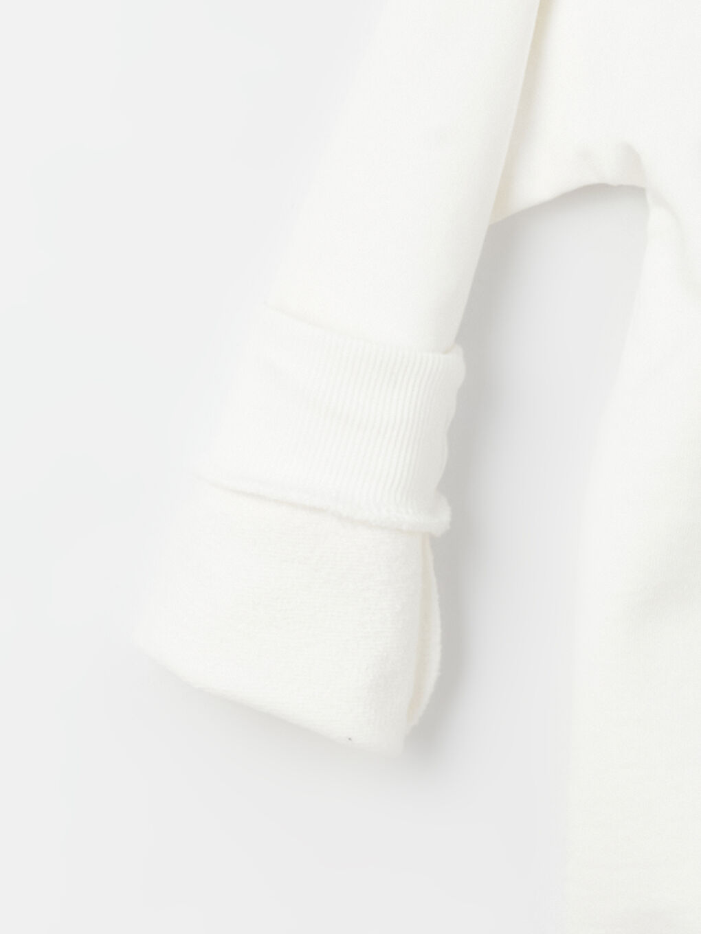 Ekru Bisiklet Yaka Baskılı Uzun Kollu Erkek Çocuk Sweatshirt-1