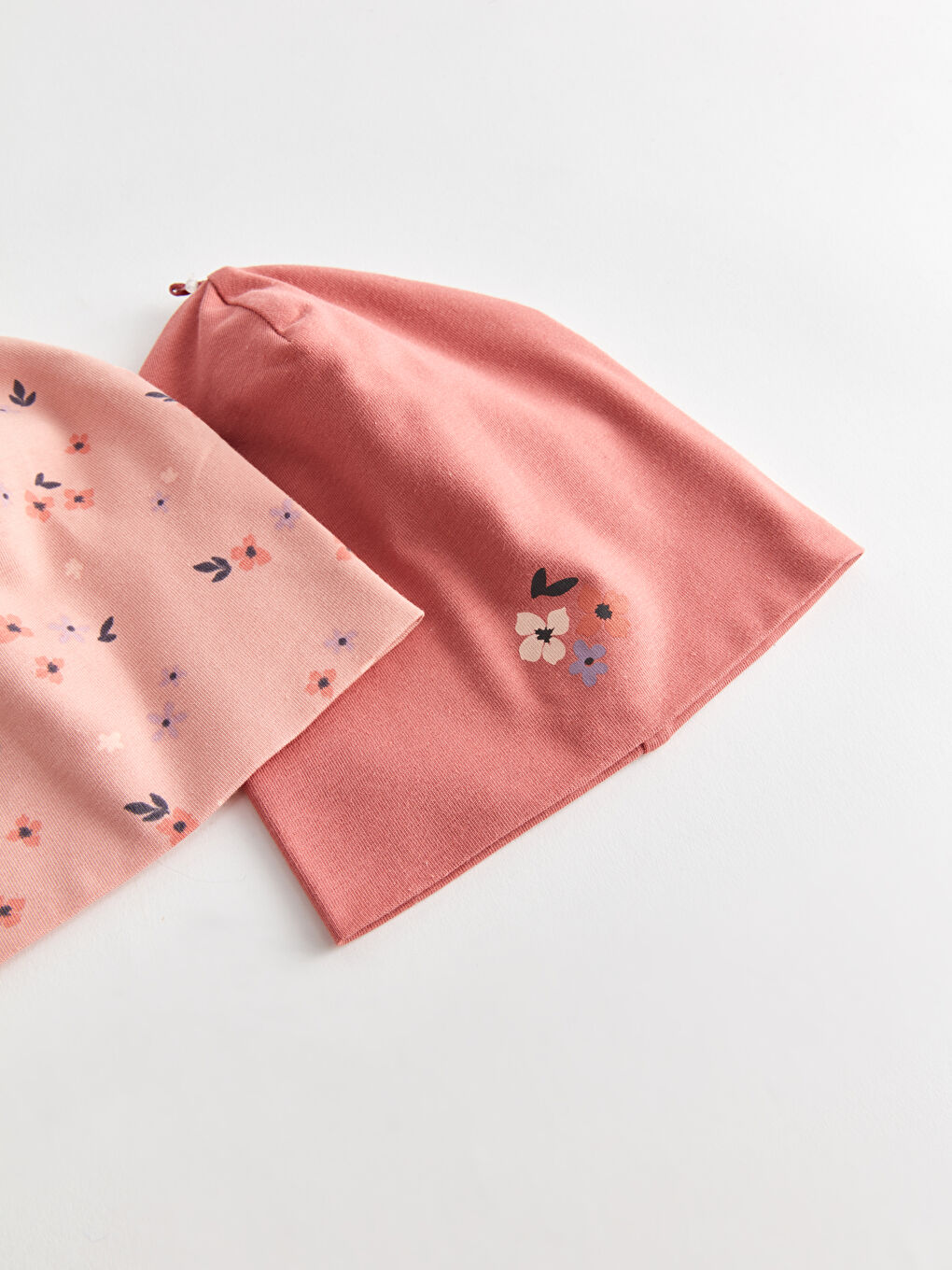 Pembe Desenli Kız Bebek Bere 2'li-1