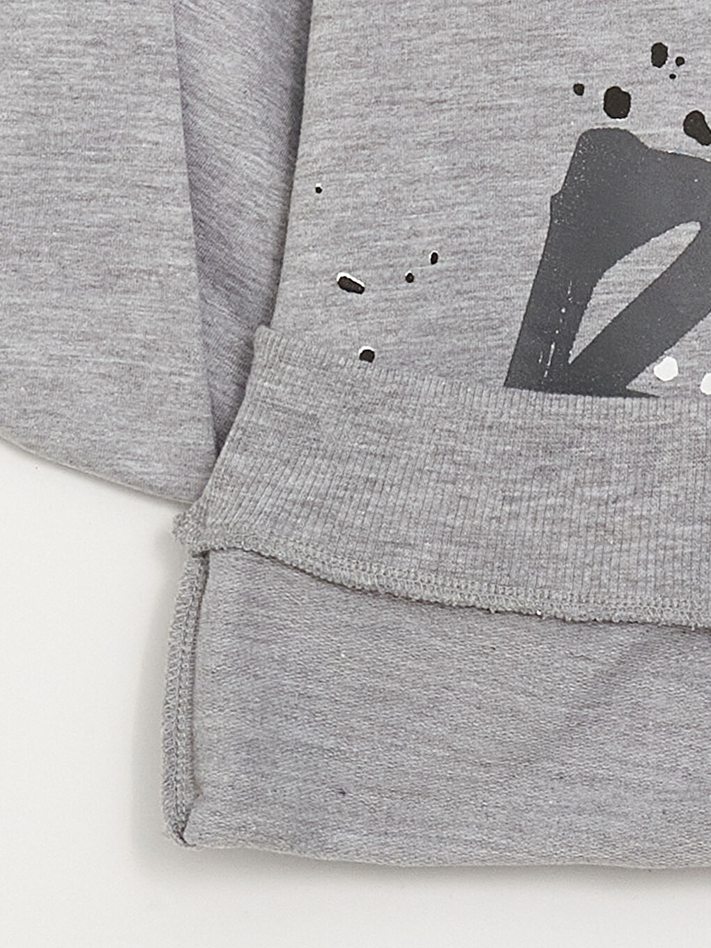 Gri Bisiklet Yaka Baskılı Uzun Kollu Erkek Çocuk Sweatshirt ve Eşofman Altı-5