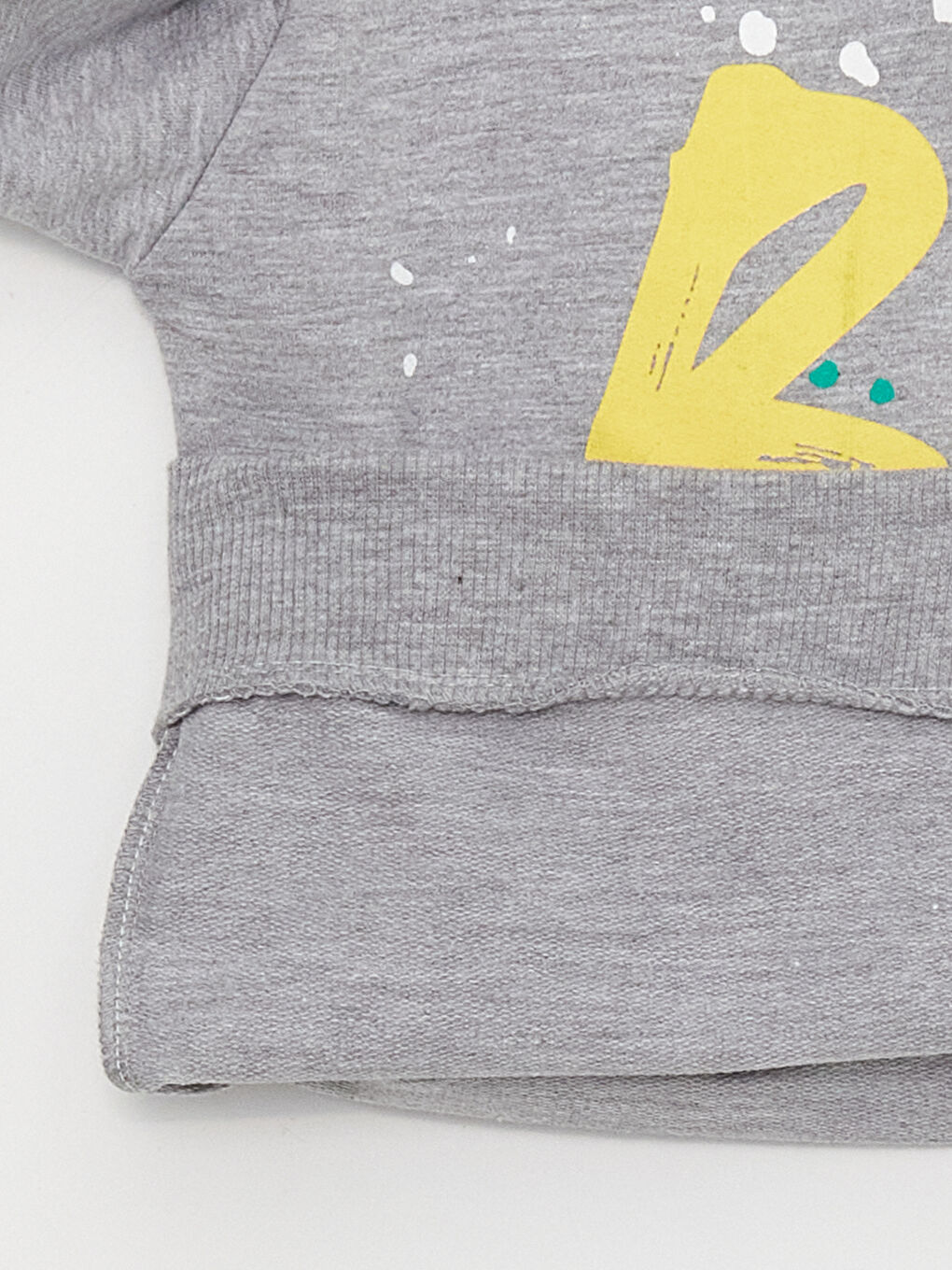 Gri Bisiklet Yaka Baskılı Uzun Kollu Erkek Çocuk Sweatshirt ve Eşofman Altı-5