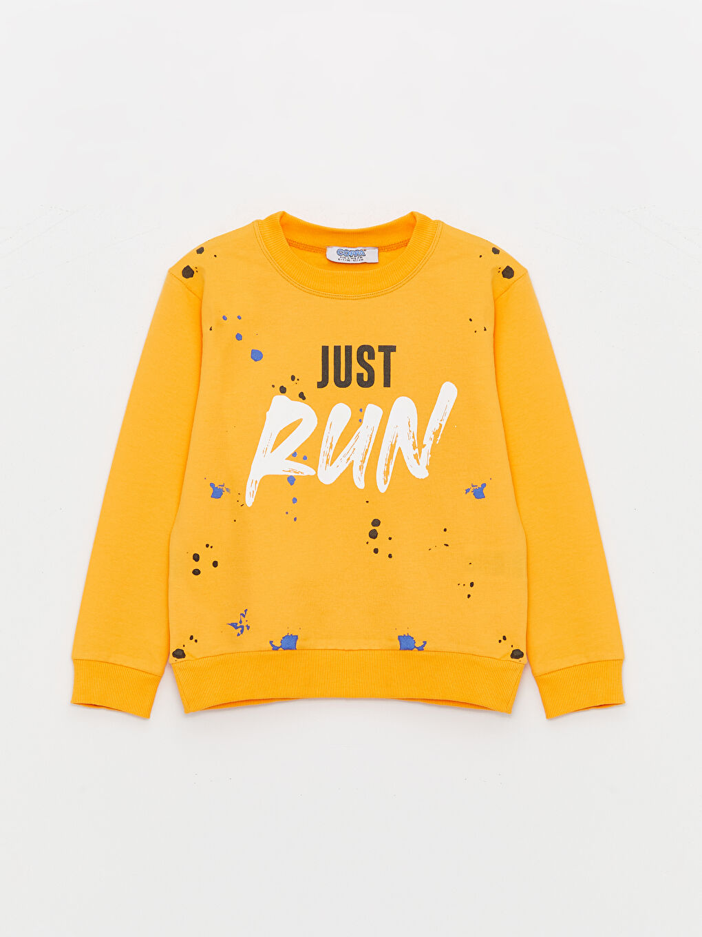 Sarı Bisiklet Yaka Baskılı Uzun Kollu Erkek Çocuk Sweatshirt ve Eşofman Altı-1