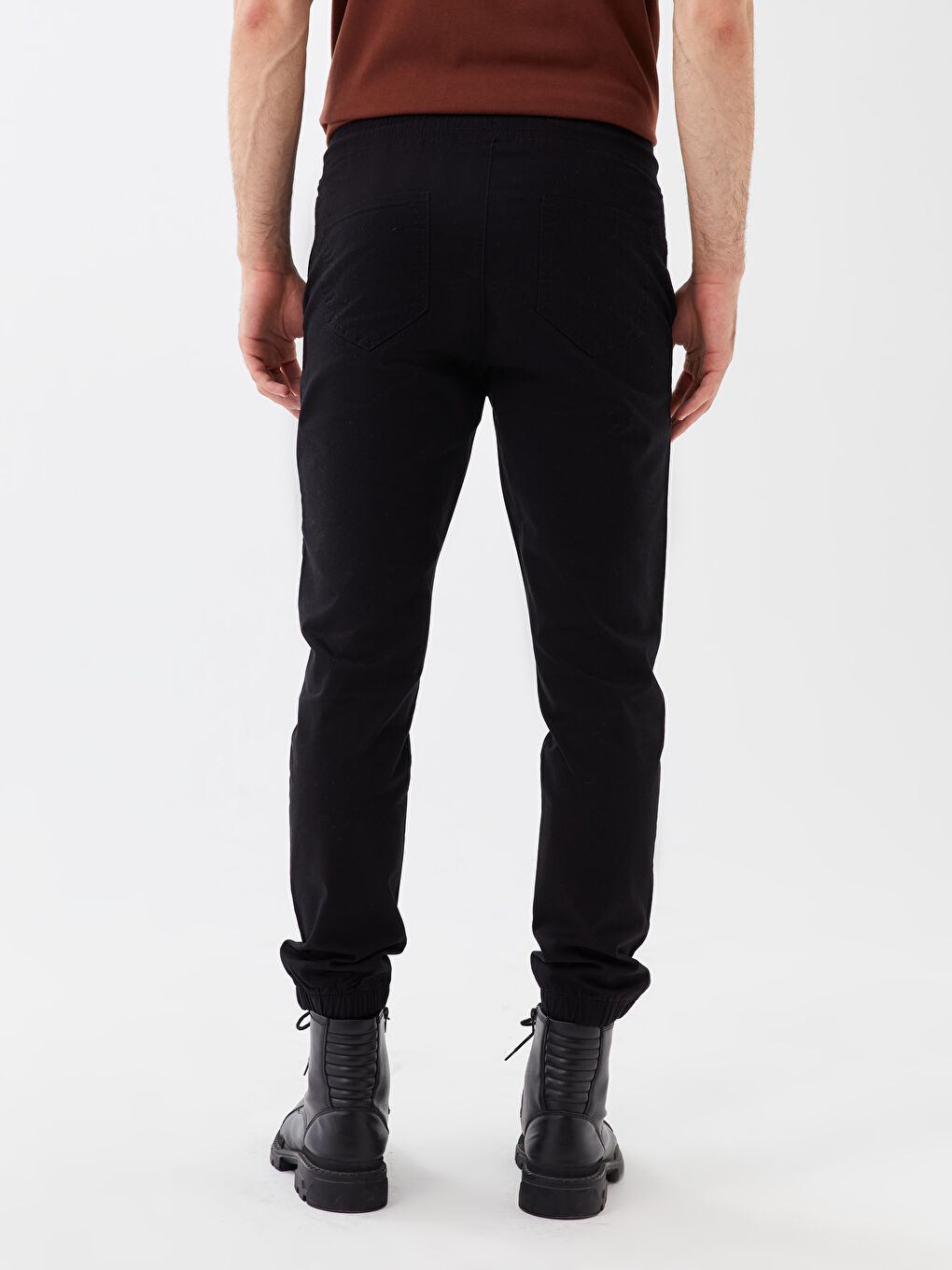Siyah Slim Fit Gabardin Erkek Jogger Pantolon-3