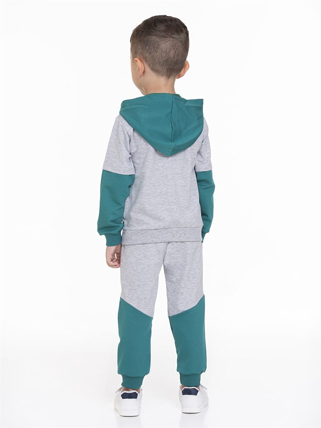 Yeşil Kapüşonlu Erkek Bebek Sweatshirt ve Eşofman Alt 2'li Takım-3