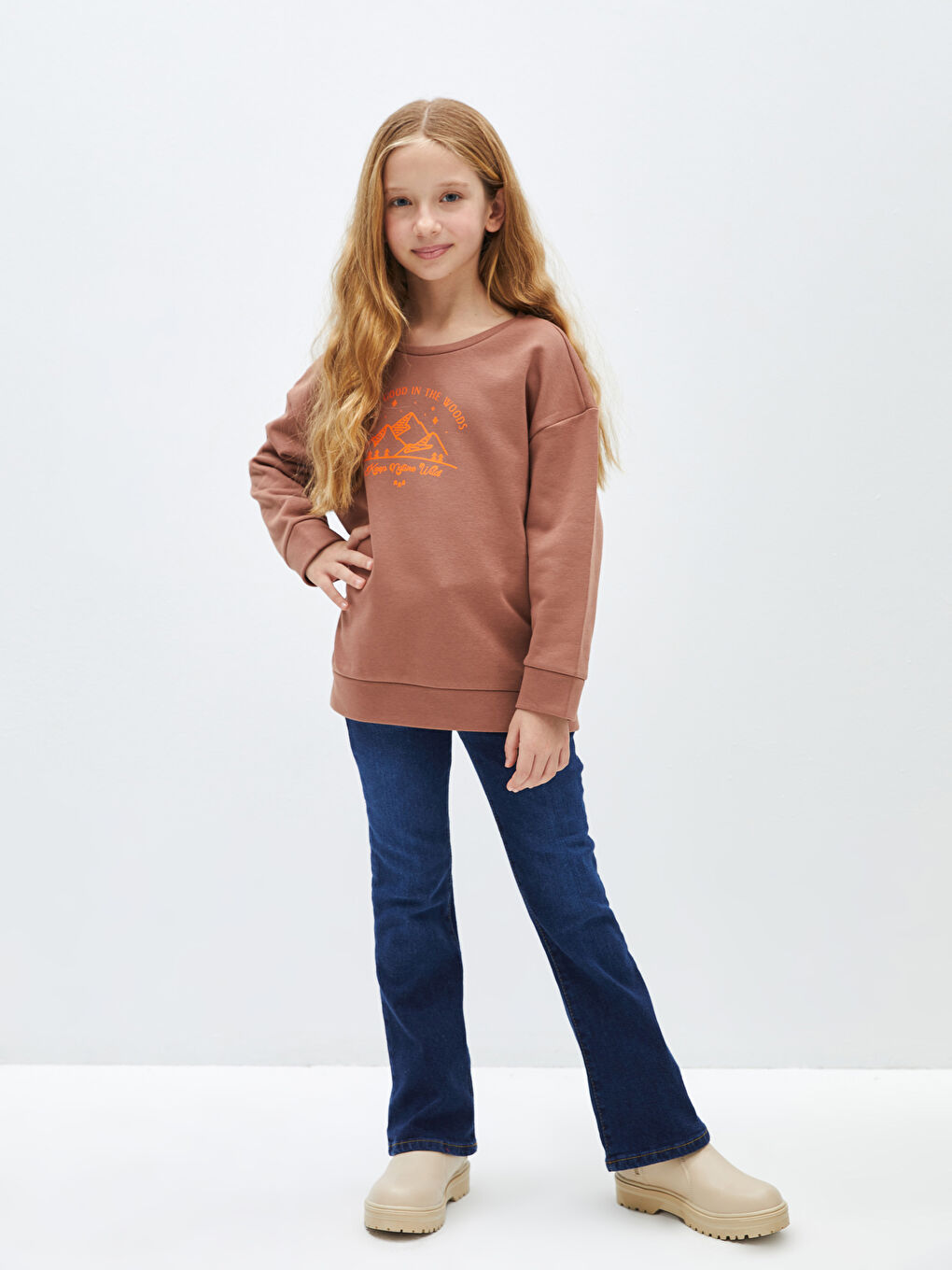 LCW Kids İndigo Basic İspanyol Paça Kız Çocuk Jean Pantolon - 1