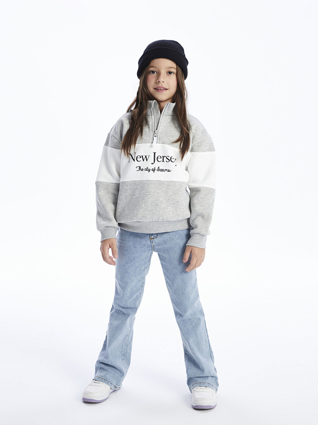 LCW Kids Mavi Basic İspanyol Paça Kız Çocuk Jean Pantolon - 1