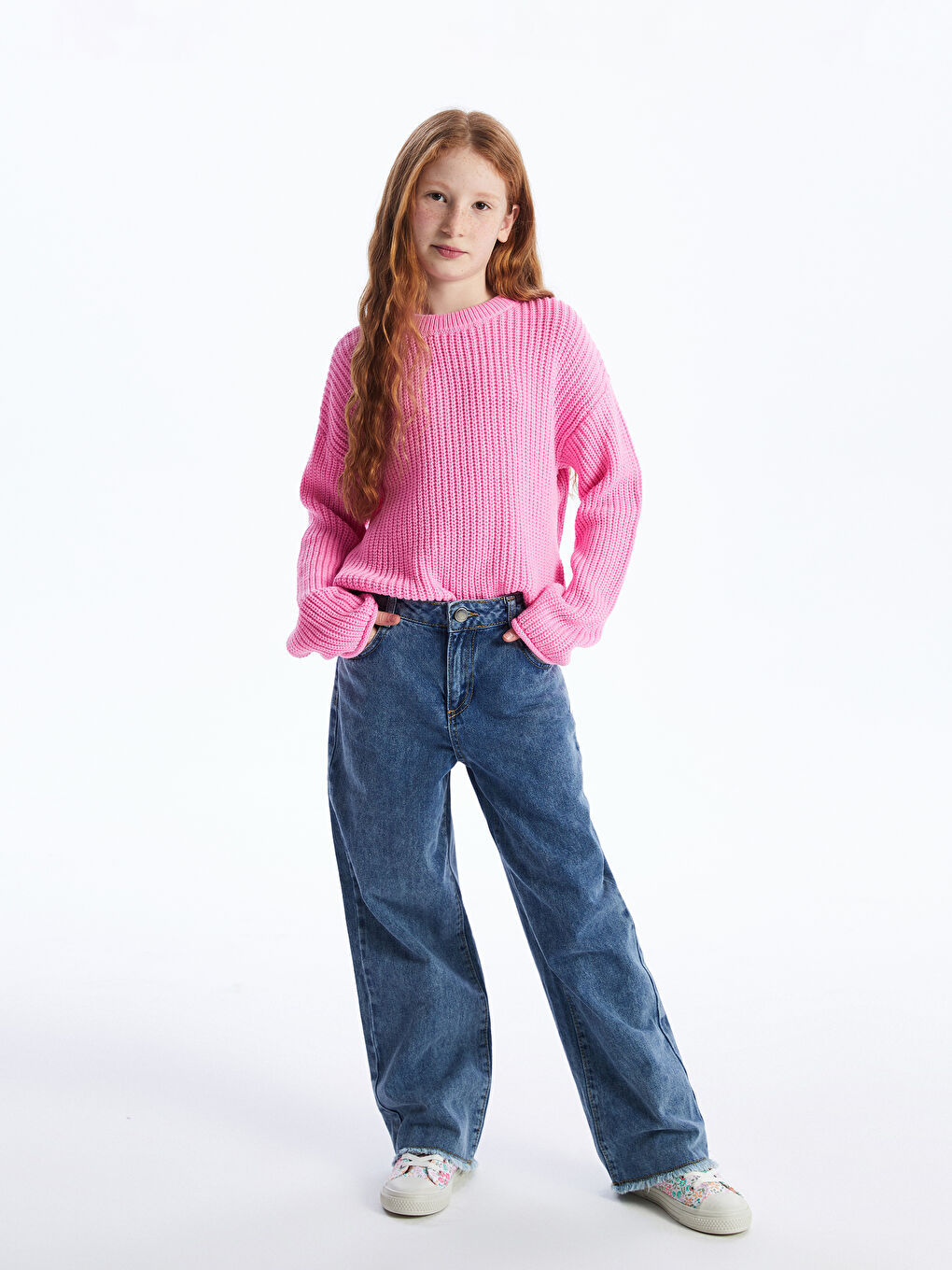 Mavi Wideleg Kız Çocuk Jean Pantolon