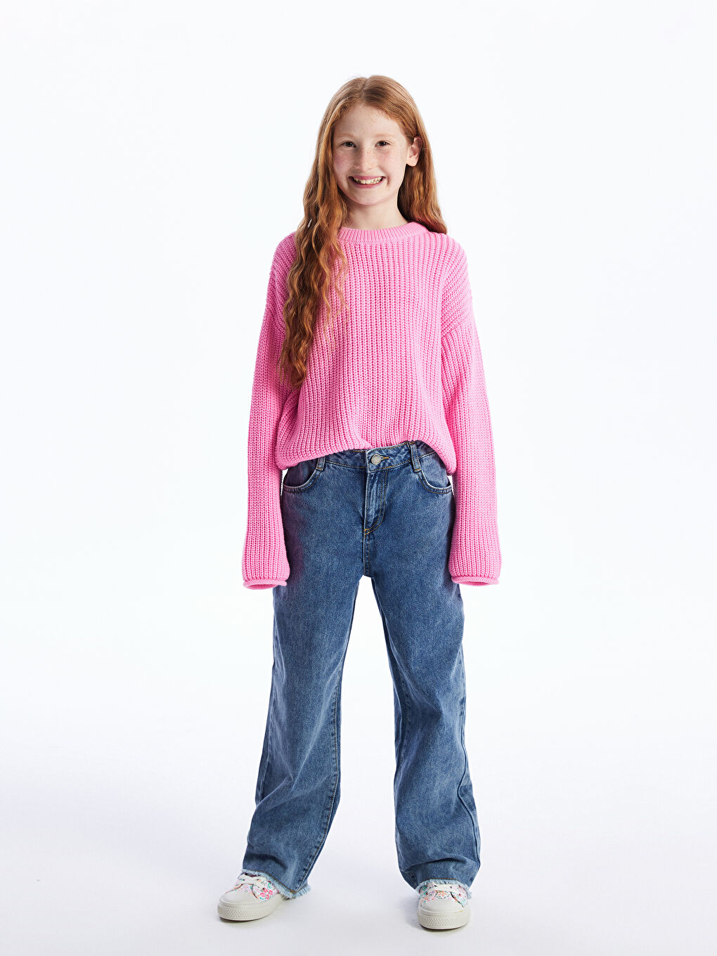 Mavi Wideleg Kız Çocuk Jean Pantolon-2