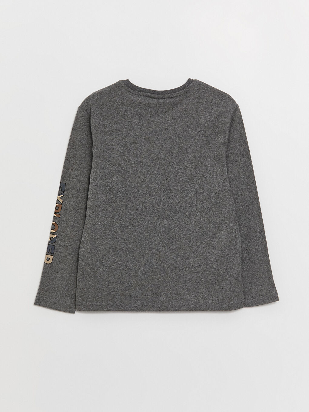 Gri Bisiklet Yaka Baskılı Uzun Kollu Erkek Çocuk Tişört-2