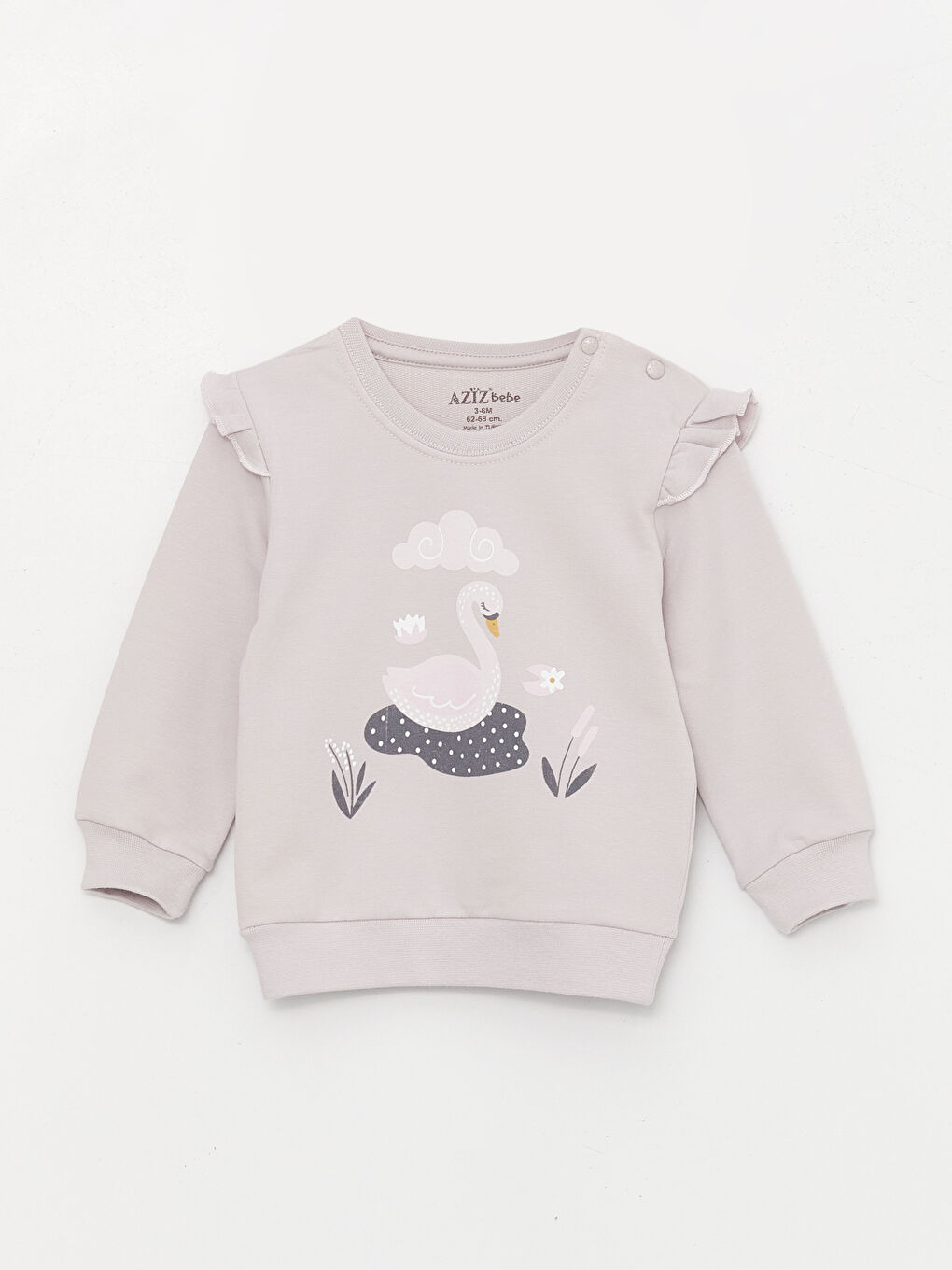 Lila Bisiklet Yaka Uzun Kollu Kız Bebek 2'li Takım-1