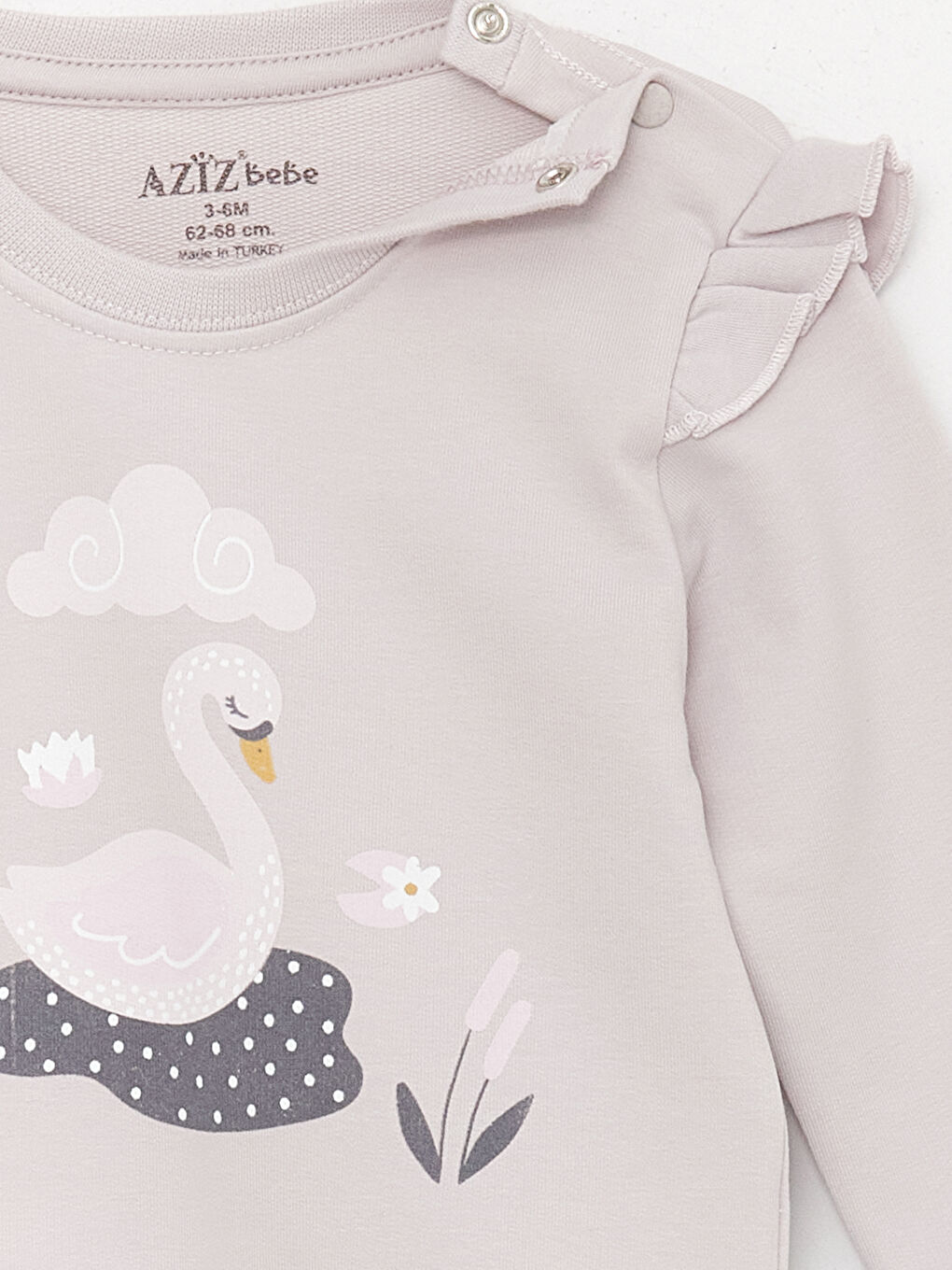 Lila Bisiklet Yaka Uzun Kollu Kız Bebek 2'li Takım-5