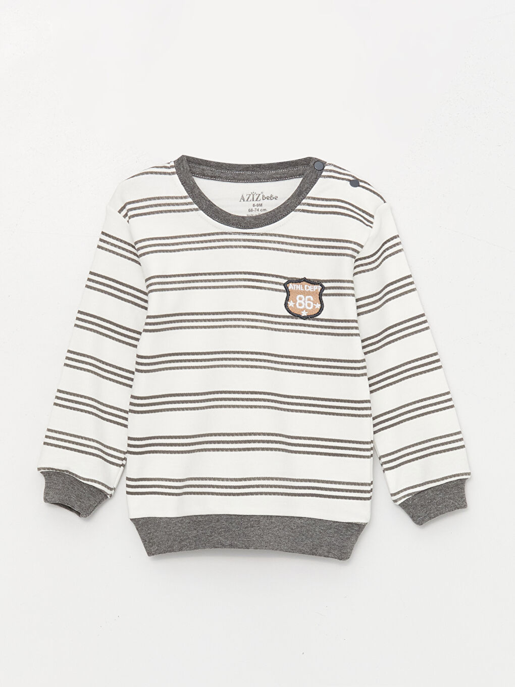 Ekru Bisiklet Yaka Uzun Kollu Baskılı Erkek Bebek 2'li Takım-2