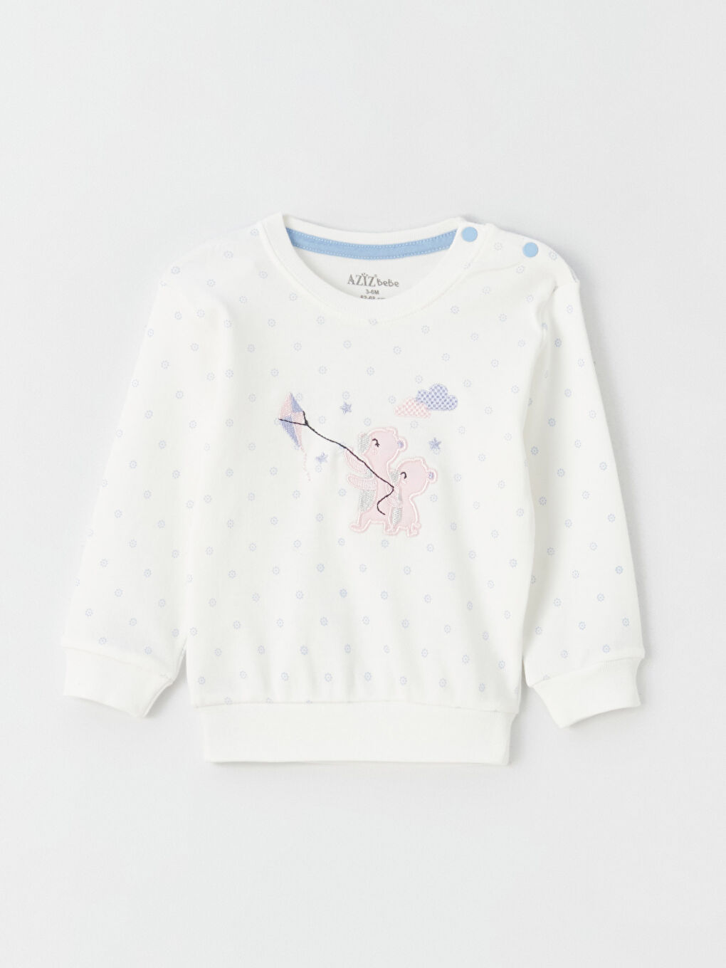 Mavi Bisiklet Yaka Uzun Kollu Baskılı Kız Bebek 2'li Takım-1