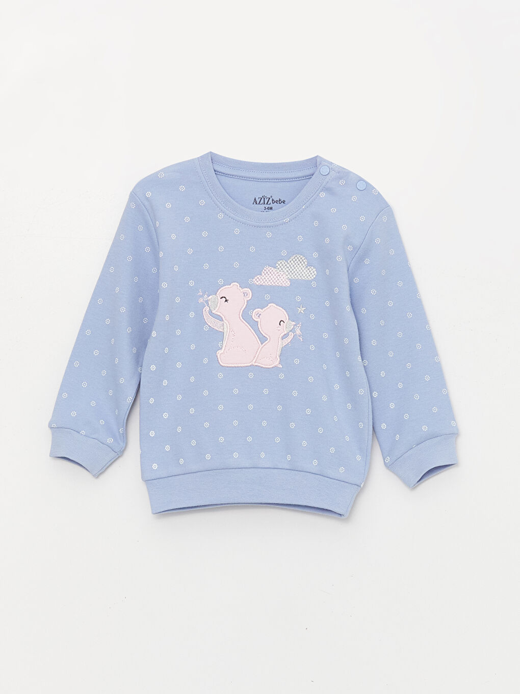 Mavi Bisiklet Yaka Uzun Kollu Baskılı Kız Bebek 2'li Takım-1