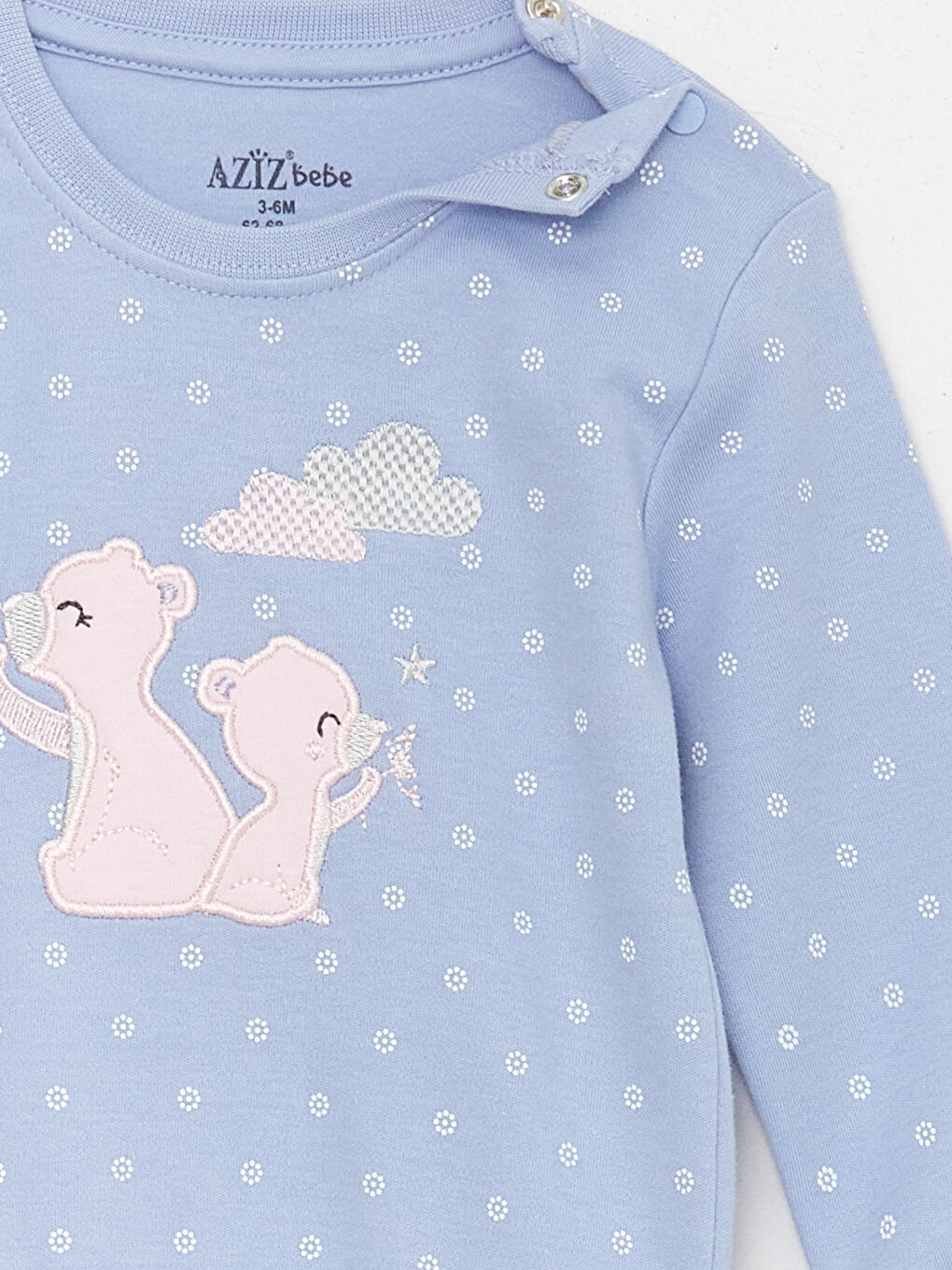 Mavi Bisiklet Yaka Uzun Kollu Baskılı Kız Bebek 2'li Takım-5