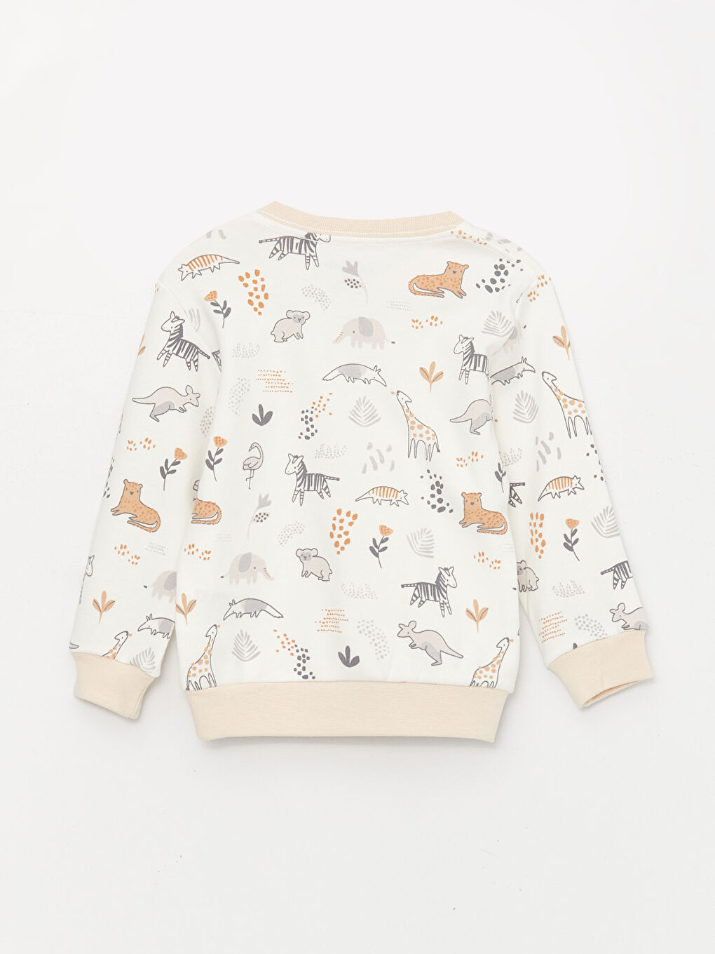 Ekru Bisiklet Yaka Uzun Kollu Baskılı Erkek Bebek 2'li Takım-2