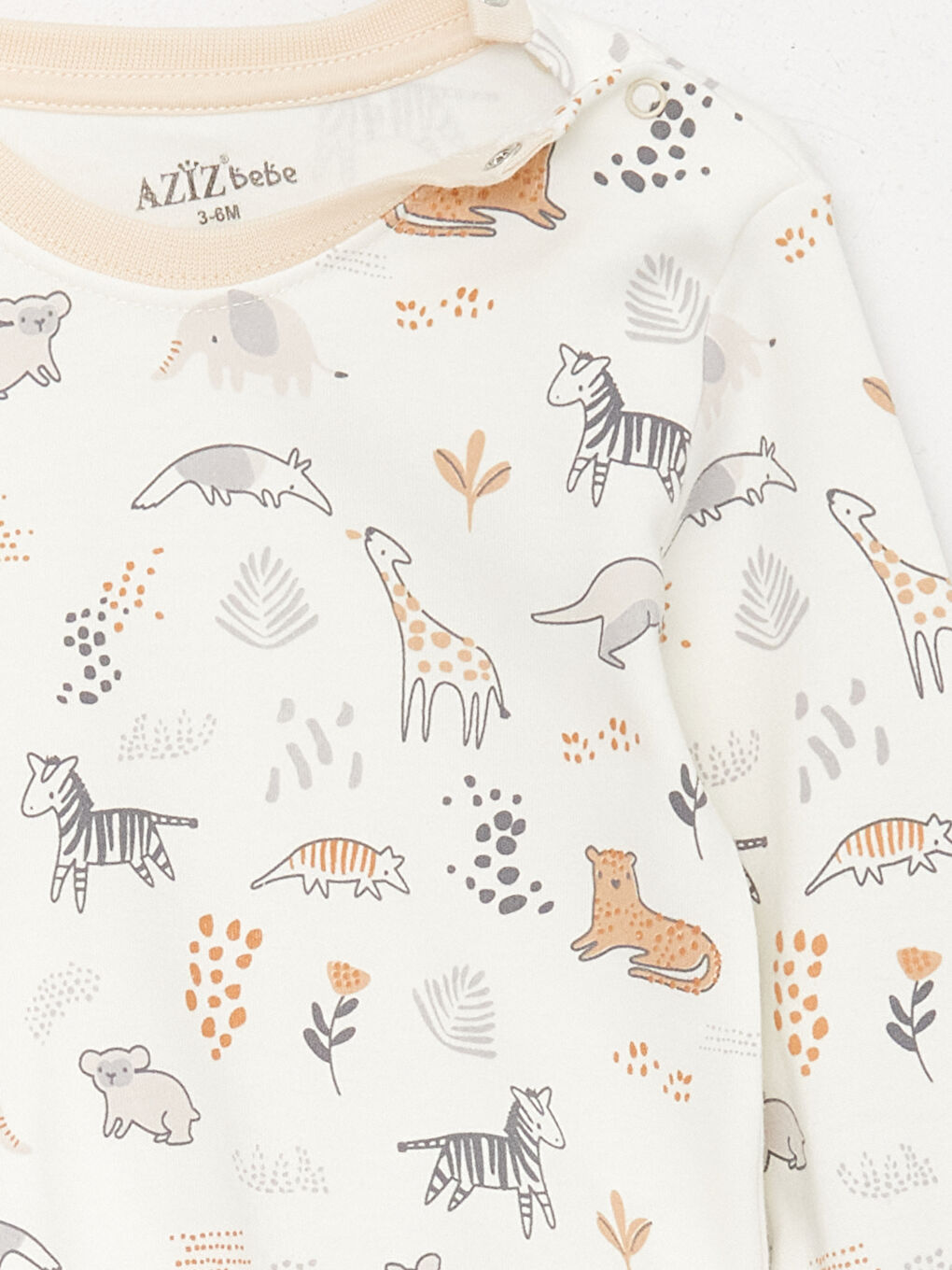Ekru Bisiklet Yaka Uzun Kollu Baskılı Erkek Bebek 2'li Takım-5