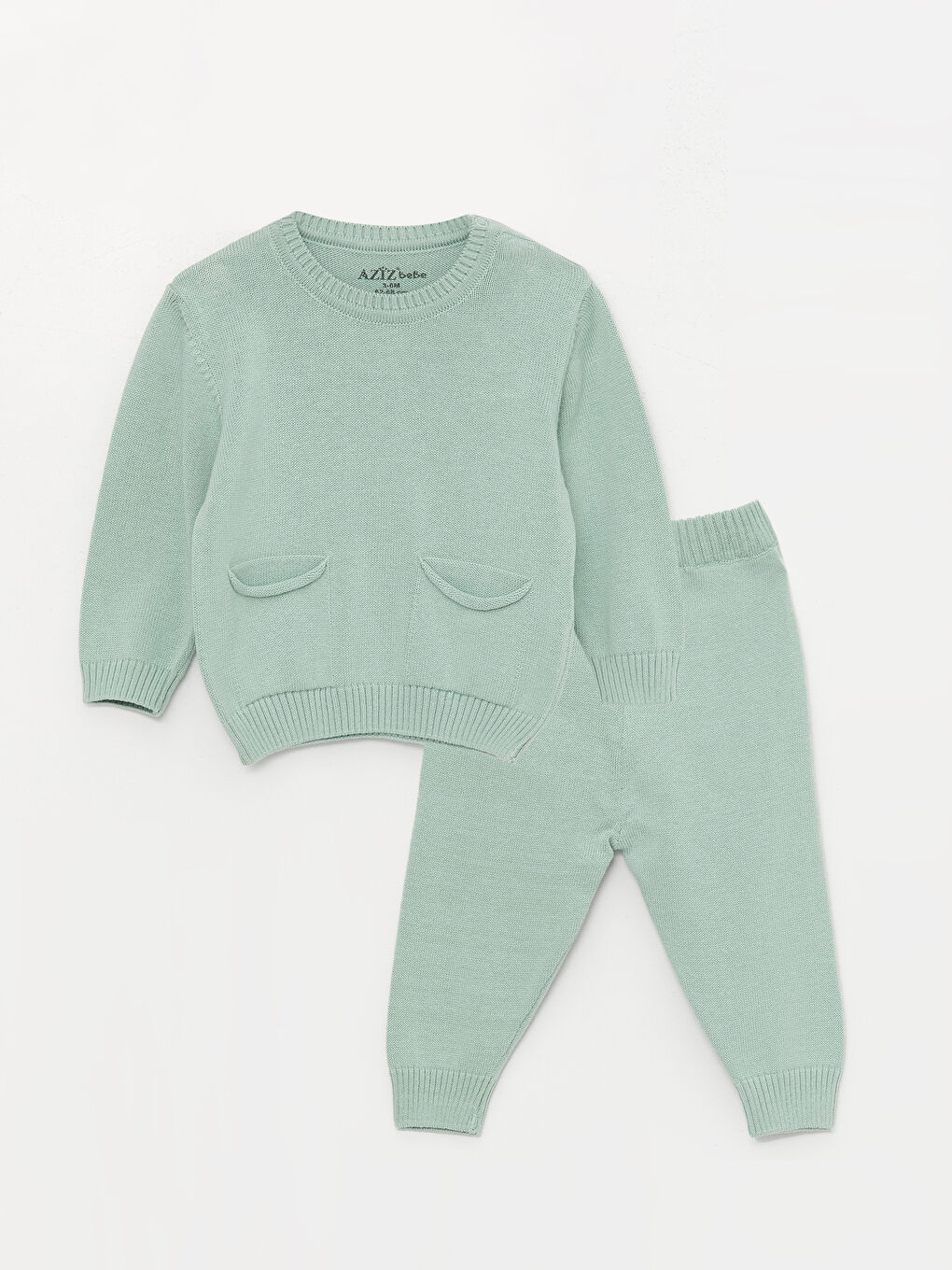 Yeşil Bisiklet Yaka Uzun Kollu Erkek Bebek 2'li Takım
